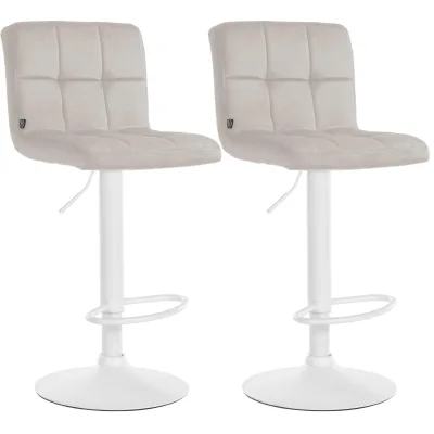 CLP Barhocker 2er Set höhenverstellbar mit Lehne Peru, Barstühle gepolstert Samtbezug, Tresenstühle mit Metallgestell drehbar