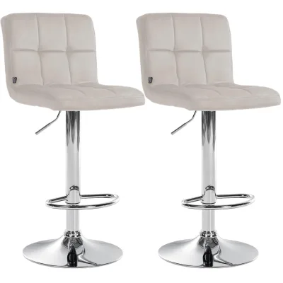 CLP Barhocker 2er Set höhenverstellbar mit Lehne Peru, Barstühle gepolstert Samtbezug, Tresenstühle mit Metallgestell drehbar