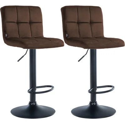 CLP Barhocker 2er Set höhenverstellbar mit Lehne Peru, Barstühle gepolstert Samtbezug, Tresenstühle mit Metallgestell drehbar