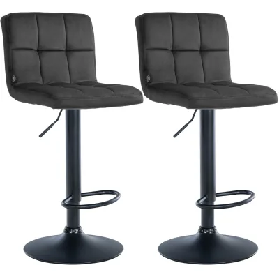 CLP Barhocker 2er Set höhenverstellbar mit Lehne Peru, Barstühle gepolstert Samtbezug, Tresenstühle mit Metallgestell drehbar