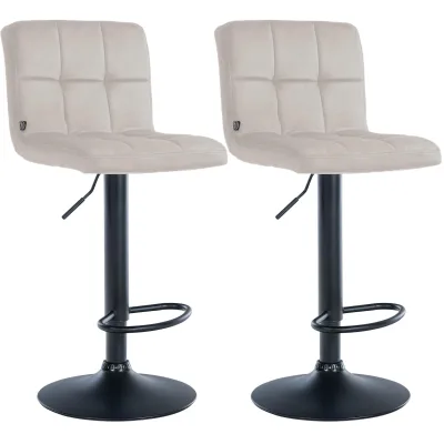 CLP Barhocker 2er Set höhenverstellbar mit Lehne Peru, Barstühle gepolstert Samtbezug, Tresenstühle mit Metallgestell drehbar