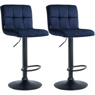 CLP Barhocker 2er Set höhenverstellbar mit Lehne Peru, Barstühle gepolstert Samtbezug, Tresenstühle mit Metallgestell drehbar