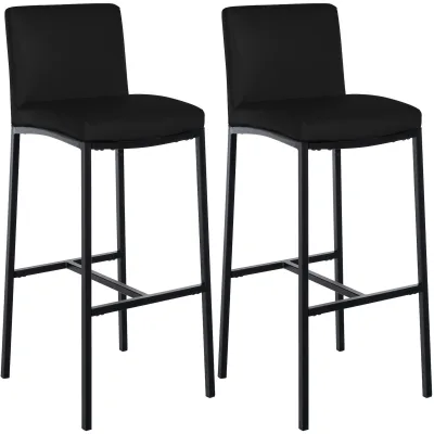 CLP Barhocker 2er Set mit Lehne Freeport, Barstühle gepolstert, moderne Tresenstühle mit Metallgestellen matt-schwarz und Fußablagen
