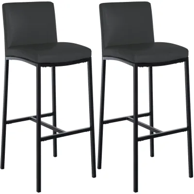 CLP Barhocker 2er Set mit Lehne Freeport, Barstühle gepolstert, moderne Tresenstühle mit Metallgestellen matt-schwarz und Fußablagen