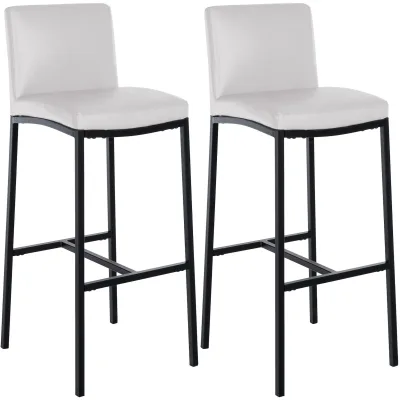 CLP Barhocker 2er Set mit Lehne Freeport, Barstühle gepolstert, moderne Tresenstühle mit Metallgestellen matt-schwarz und Fußablagen