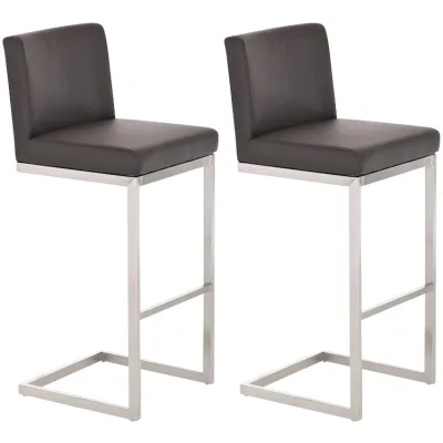 CLP Barhocker 2er Set mit Lehne Paros, Freischwinger Barstühle mit Kunstlederbezug, Gestelle aus Edelstahl, bis 240 kg belastbar