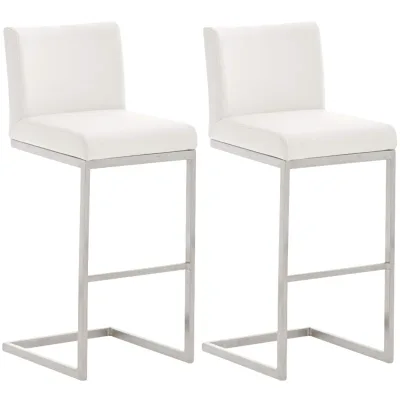 CLP Barhocker 2er Set mit Lehne Paros, Freischwinger Barstühle mit Kunstlederbezug, Gestelle aus Edelstahl, bis 240 kg belastbar