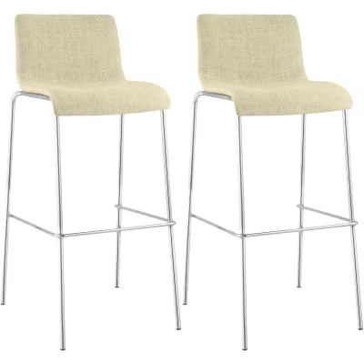 CLP Barhocker 2er Set mit Lehnen Hover, Barstühle stapelbar mit Stoffbezüge, Stapelstühle Metallgestelle bis 150 kg belastbar