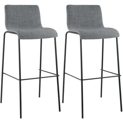 CLP Barhocker 2er Set mit Lehnen Hover, Barstühle stapelbar mit Stoffbezüge, Stapelstühle Metallgestelle bis 150 kg belastbar