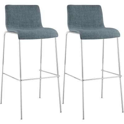 CLP Barhocker 2er Set mit Lehnen Hover, Barstühle stapelbar mit Stoffbezüge, Stapelstühle Metallgestelle bis 150 kg belastbar