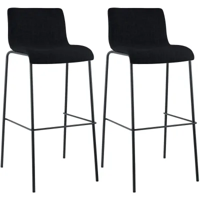 CLP Barhocker 2er Set mit Lehnen Hover, Barstühle stapelbar mit Stoffbezüge, Stapelstühle Metallgestelle bis 150 kg belastbar