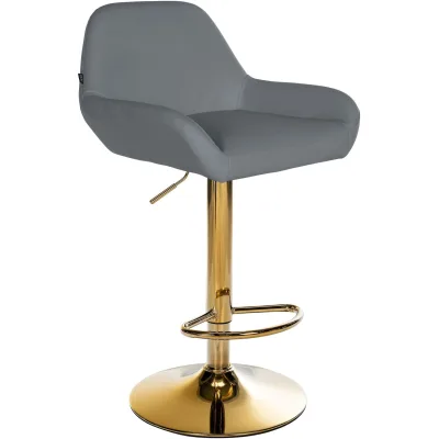 CLP Barhocker Braga Kunstleder-Bezug mit Gold-Gestell I höhenverstellbar und 360 drehbar I moderner Barstuhl mit Fußstütze für Küche und Bar