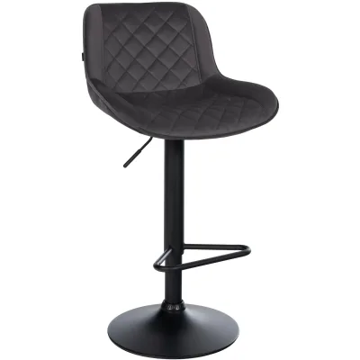 CLP Barhocker höhenverstellbar, Barstuhl Kasson drehbar mit Rückenlehne, modern mit Fußablage und gepolsterter Sitz, schwarz Gestell