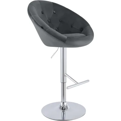 CLP Barhocker höhenverstellbar mit Lehne London, Barstuhl gepolstert Samtbezug, Tresenstuhl mit Metallgestell 360° drehbar