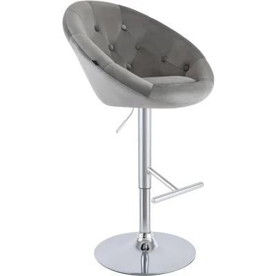 CLP Barhocker höhenverstellbar mit Lehne London, Barstuhl gepolstert Samtbezug, Tresenstuhl mit Metallgestell 360° drehbar