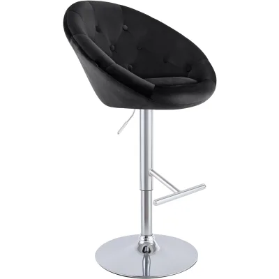 CLP Barhocker höhenverstellbar mit Lehne London, Barstuhl gepolstert Samtbezug, Tresenstuhl mit Metallgestell 360° drehbar
