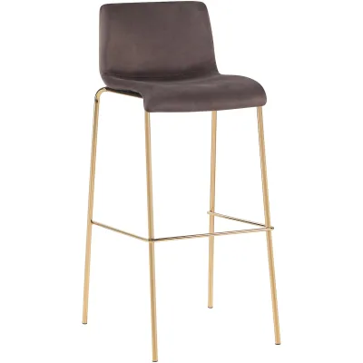 CLP Barhocker Hoover Samtbezug I Barstuhl mit Rückenlehne und Fußstütze I Tresenstuhl mit Metallgestell in Gold-Optik