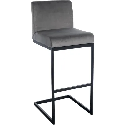 CLP arhocker mit Rückenlehne Hopewell, gepolsterte Sitzfläche aus Samt und Metallgestell mit Fußablage, für Küche, Esszimmer und Bar
