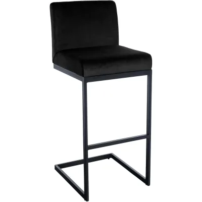 CLP arhocker mit Rückenlehne Hopewell, gepolsterte Sitzfläche aus Samt und Metallgestell mit Fußablage, für Küche, Esszimmer und Bar