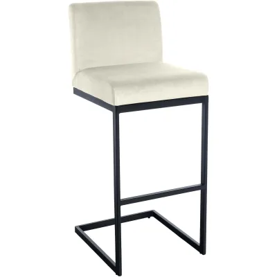 CLP arhocker mit Rückenlehne Hopewell, gepolsterte Sitzfläche aus Samt und Metallgestell mit Fußablage, für Küche, Esszimmer und Bar