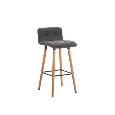 CLP Barhocker Lincoln mit Stoffbezug und Holzgestell I Thekenhocker mit Rückenlehne und Fußstütze I Barstuhl mit einer Sitzhöhe von: 75 cm