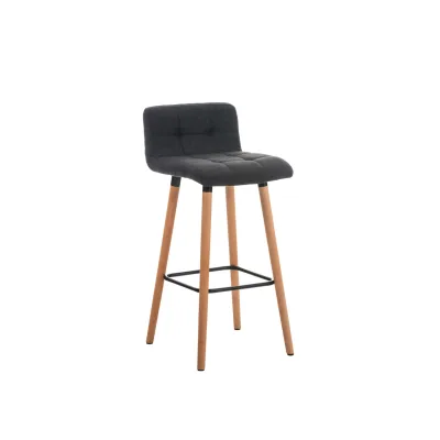CLP Barhocker Lincoln mit Stoffbezug und Holzgestell I Thekenhocker mit Rückenlehne und Fußstütze I Barstuhl mit einer Sitzhöhe von: 75 cm