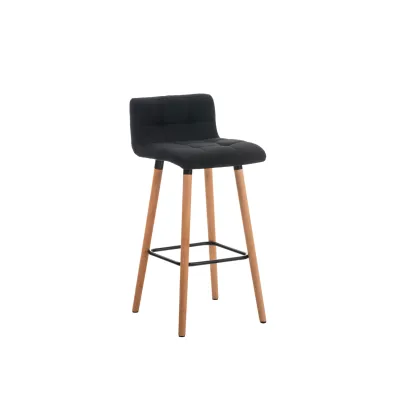CLP Barhocker Lincoln mit Stoffbezug und Holzgestell I Thekenhocker mit Rückenlehne und Fußstütze I Barstuhl mit einer Sitzhöhe von: 75 cm