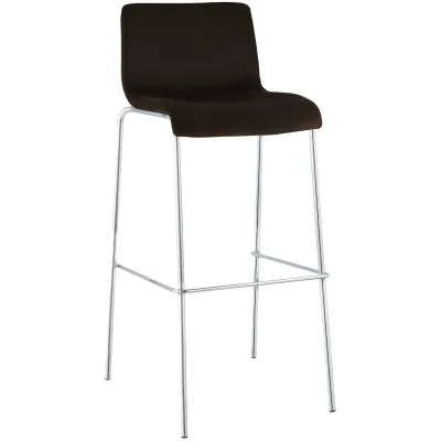 CLP Barhocker mit Lehne Hover, Barstuhl gepolstert mit Samtbezug, Tresenstuhl mit Metallgestell Chrom, Tresenhocker bis 150 kg belastbar