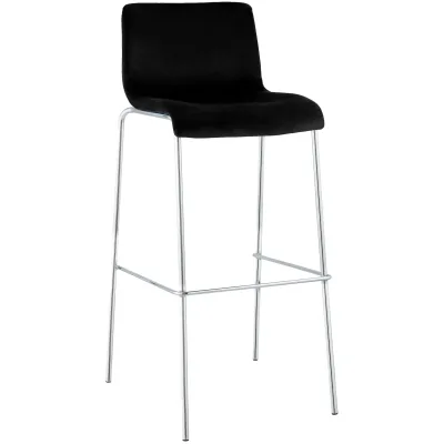 CLP Barhocker mit Lehne Hover, Barstuhl gepolstert mit Samtbezug, Tresenstuhl mit Metallgestell Chrom, Tresenhocker bis 150 kg belastbar