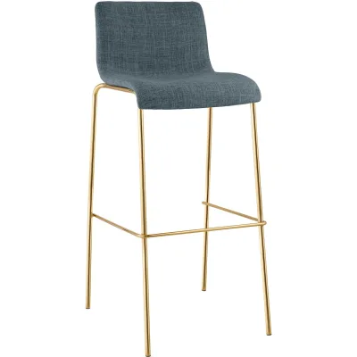 CLP Barhocker mit Lehne Hover, Barstuhl stapelbar mit Stoffbezug, Metallgestell Goldoptik, Stapelstuhl bis 150 kg belastbar