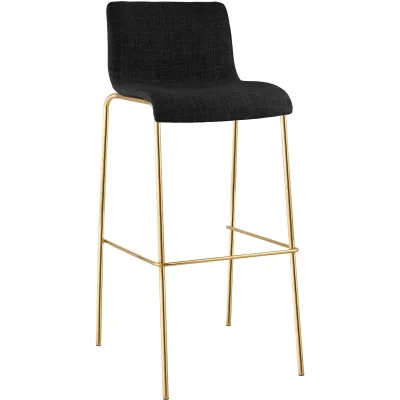 CLP Barhocker mit Lehne Hover, Barstuhl stapelbar mit Stoffbezug, Metallgestell Goldoptik, Stapelstuhl bis 150 kg belastbar