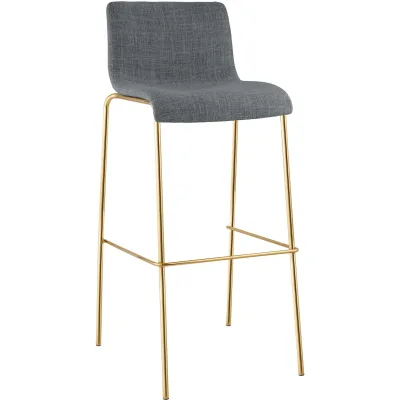 CLP Barhocker mit Lehne Hover, Barstuhl stapelbar mit Stoffbezug, Metallgestell Goldoptik, Stapelstuhl bis 150 kg belastbar