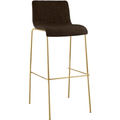 CLP Barhocker mit Lehne Hover, Barstuhl stapelbar mit Stoffbezug, Metallgestell Goldoptik, Stapelstuhl bis 150 kg belastbar