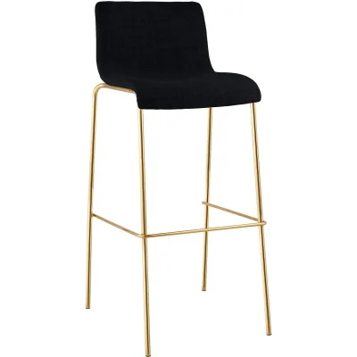 CLP Barhocker mit Lehne Hover, Barstuhl stapelbar mit Stoffbezug, Metallgestell Goldoptik, Stapelstuhl bis 150 kg belastbar