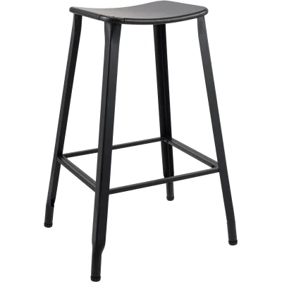 CLP Barhocker ohne Lehne Peony, Barstuhl schwarz Metall pulverbeschichtet stabil, Tresenhocker Industrial Style