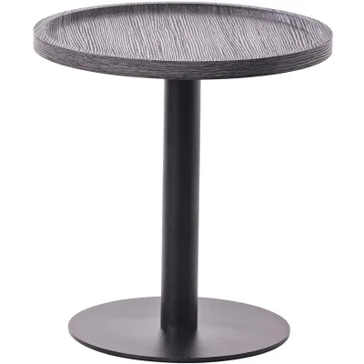 CLP Beistelltisch Aspen I Couchtisch mit runder Tischplatte aus Holz I Wohnzimmertisch mit matt-schwarzem Metallgestell