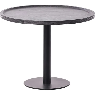 CLP Beistelltisch Aspen I Couchtisch mit runder Tischplatte aus Holz I Wohnzimmertisch mit matt-schwarzem Metallgestell