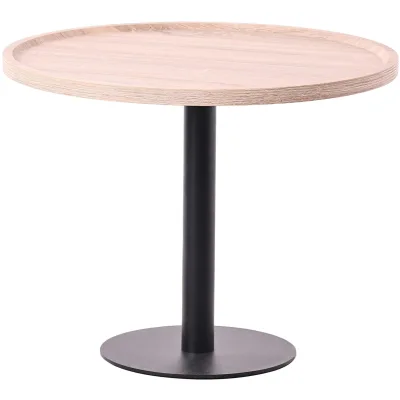 CLP Beistelltisch Aspen I Couchtisch mit runder Tischplatte aus Holz I Wohnzimmertisch mit matt-schwarzem Metallgestell