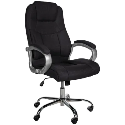 CLP Bürostuhl ergonomisch Apoll XL, höhenverstellbar drehbar, mit Armlehnen und Wippmechanismus, Stoffbezug schwarz, Schreibtischstuhl für Büro