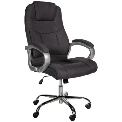 CLP Bürostuhl ergonomisch Apoll XL, höhenverstellbar drehbar, mit Armlehnen und Wippmechanismus, Stoffbezug schwarz, Schreibtischstuhl für Büro