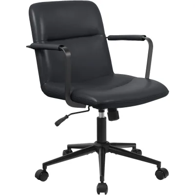 CLP Bürostuhl ergonomisch Hilda, höhenverstellbar drehbar, mit Kippmechanik und Armlehnen, Echtlederbezug, Schreibtischstuhl für Büro