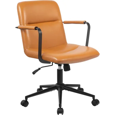 CLP Bürostuhl ergonomisch Hilda, höhenverstellbar drehbar, mit Kippmechanik und Armlehnen, Echtlederbezug, Schreibtischstuhl für Büro