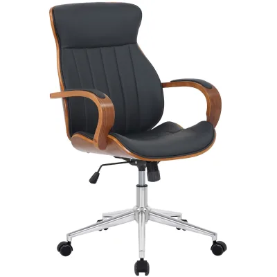 CLP Bürostuhl ergonomisch Melilla, Höhenverstellbar und Drehbar, mit kippbarer Rückenlehne und Armlehnen aus Kunstleder, Schreibtischstuhl