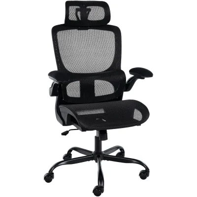 CLP Bürostuhl ergonomisch mit Kopfstütze Kaylee, Schreibtischstuhl höhenverstellbar Lordosenstütze Armlehnen, Drehstuhl bis 150 kg