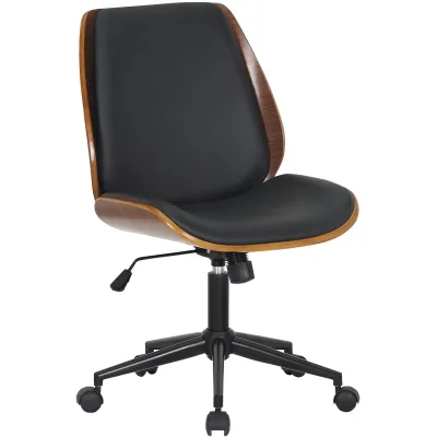 CLP Bürostuhl Ergonomisch Mitch, höhenverstellbarer Schreibtischstuhl für Home Office und Büro, Drehstuhl mit Holzschale mit Wippfunktion