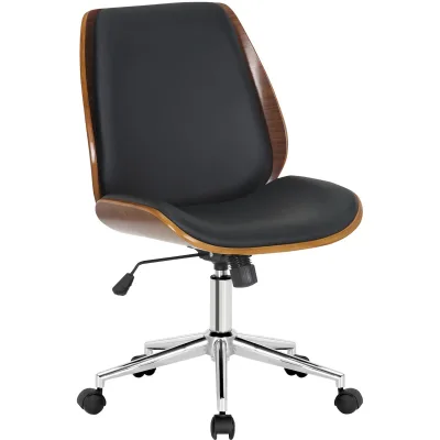 CLP Bürostuhl Ergonomisch Mitch, höhenverstellbarer Schreibtischstuhl für Home Office und Büro, Drehstuhl mit Holzschale mit Wippfunktion