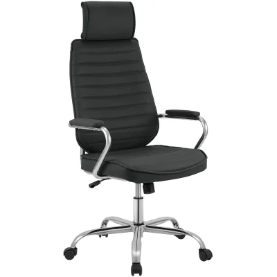 CLP Bürostuhl ergonomisch Rako, Schreibtischstuhl höhenverstellbar drehbar Kunstleder, Rückenlehne mit Kopfstütze, Armlehnen gepolstert