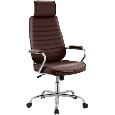 CLP Bürostuhl ergonomisch Rako, Schreibtischstuhl höhenverstellbar drehbar Kunstleder, Rückenlehne mit Kopfstütze, Armlehnen gepolstert
