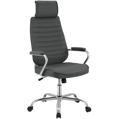 CLP Bürostuhl ergonomisch Rako, Schreibtischstuhl höhenverstellbar drehbar Kunstleder, Rückenlehne mit Kopfstütze, Armlehnen gepolstert