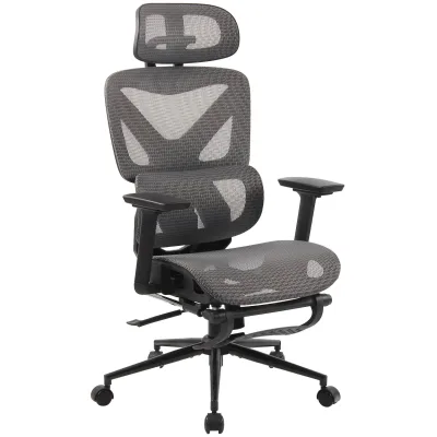 CLP Bürostuhl Reston I Ergonomischer Schreibtischstuhl mit Fußstütze, 3D-Kopfstütze, Drehfunktion & verstellbarer Rückenlehne I Atmungsaktiv